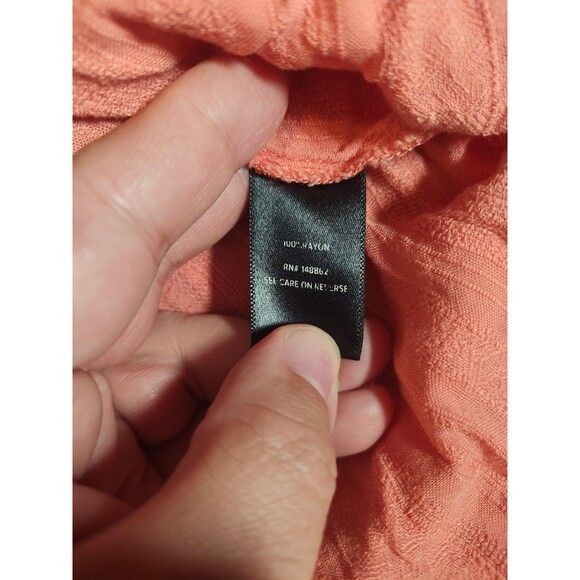 Torrid Coral Textured Tie Front Midi Blouse Womens 3X Crabapple Orange - Picture 4 of 6